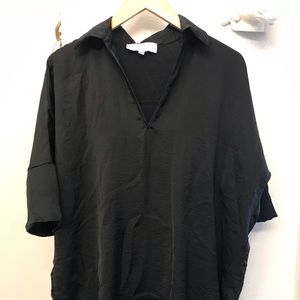 Black collared tunic blouse